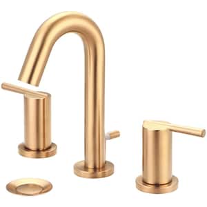 i2v 8 in. Widespread 2-Handle Bathroom Faucet with Brass Pop Up in Brushed Gold