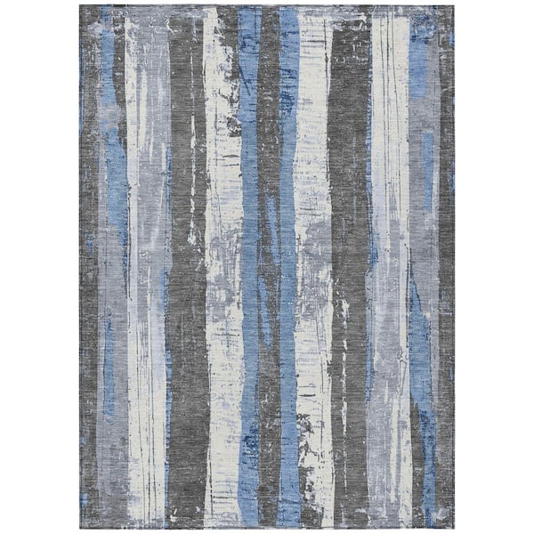Chantille Machine Washable Indoor/Outdoor Abstract ACN1872 Denim 9 ft. x 12 ft. Accent Rug