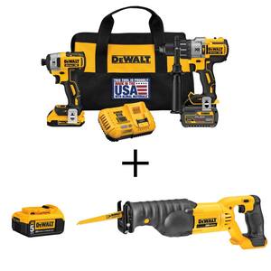 20V MAX Cordless Combo Kit, Recip Saw, (1) FLEXVOLT 6.0Ah Battery, (1) 20V 2.0Ah Battery, and (1) 20V 5.0Ah Battery
