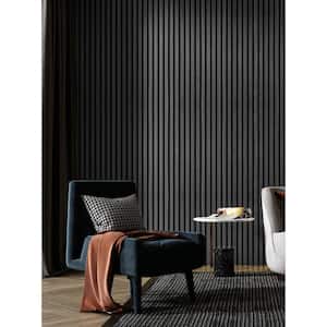 Black 0.83 in. x 0.65 ft. x 7.87 ft. Wood Slat Acoustic Panels, MDF Decorative Wall Paneling (4 Piece/21 sq.ft.)