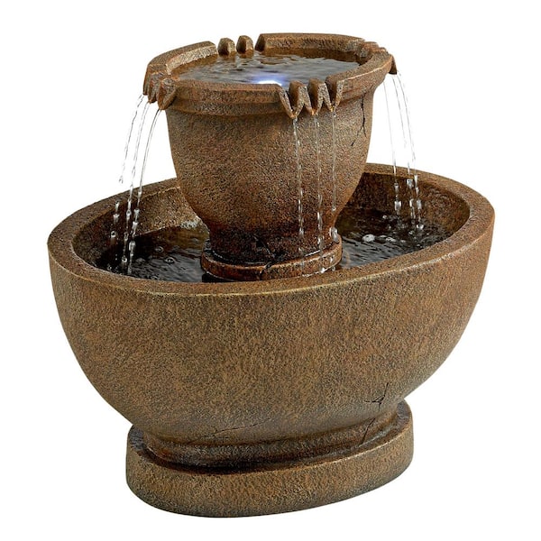 Design Toscano Richardson Oval Urns Cascading Large Stone Bonded Resin Garden Fountain