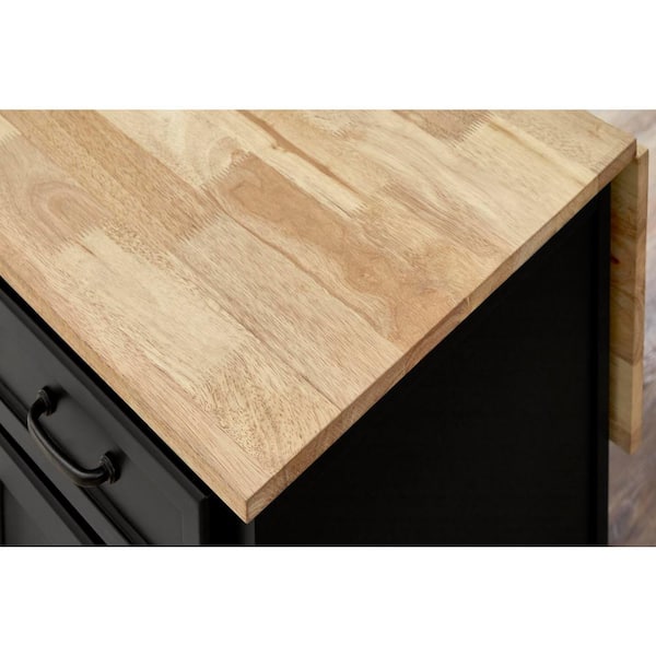 Home Decorators Collection Black Kitchen Island With Natural Butcher Block Top Sk19304er1 B Black Kitchen Island, Black Kitchen Island With Natural Butcher Block Top
