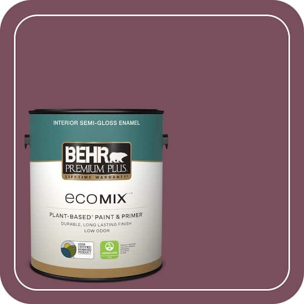 1 gal. #100D-7 Maroon Semi-Gloss Enamel EcoMix Plant-Based Interior Paint & Primer