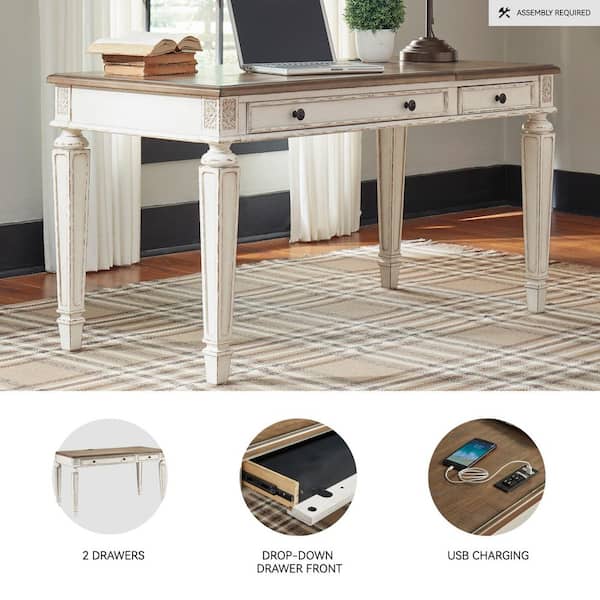 Signature DESIGN BY ASHLEY Realyn 60 in. Rectangular White/Brown 2