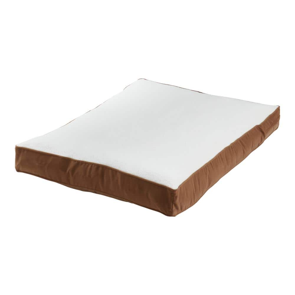 Small Latte Orthopedic Sherpa Dog Bed with Microfiber Cover