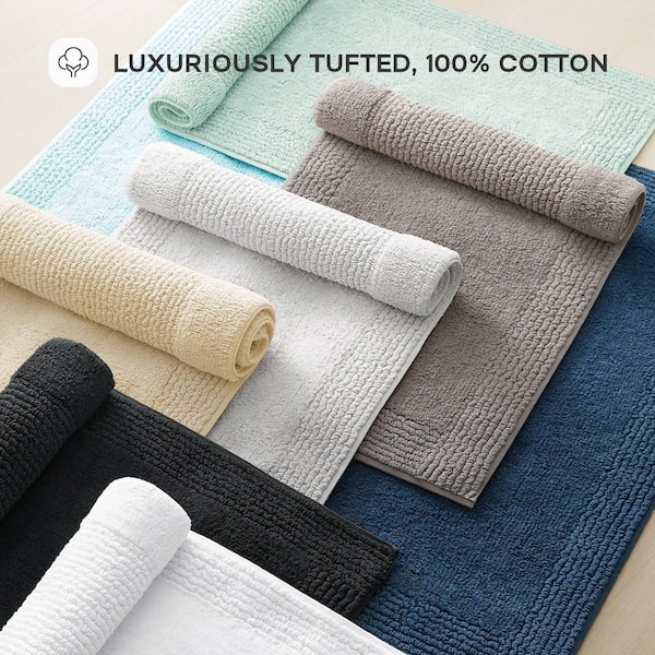 Splendor 21 in. x 34 in. Blue 100% Cotton Tufted 3000 GSM Reversible Bath Rug