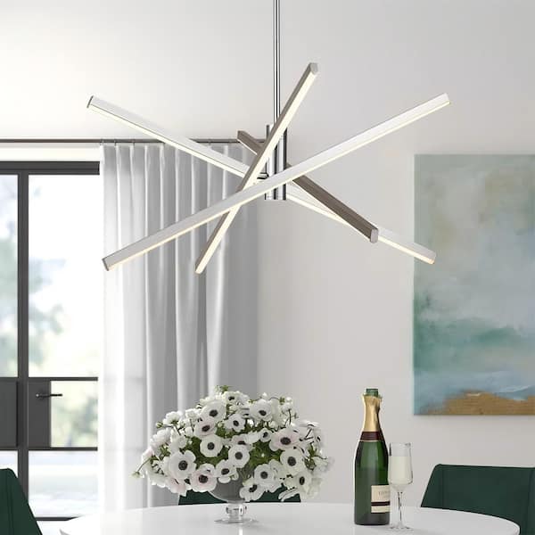 RRTYO Calvin 24-Watt 4-Light Integrated LED Chrome Bar Chandelier with Metal Shade
