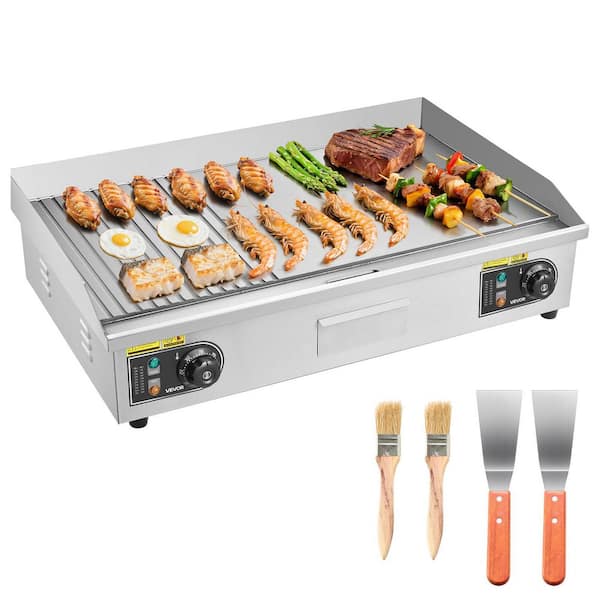 Commercial Electric Griddle, 28.54 x 15.75 in., 2800W, 122-570°F Adjustable Temp Control, 551.99 sq. in. Silver