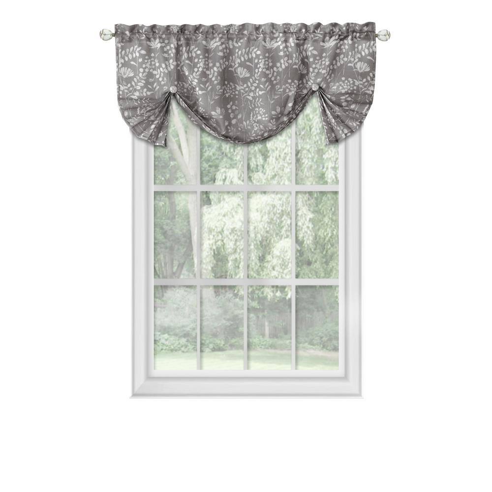 Gray Polyester Light Filtering Rod Pocket Valance