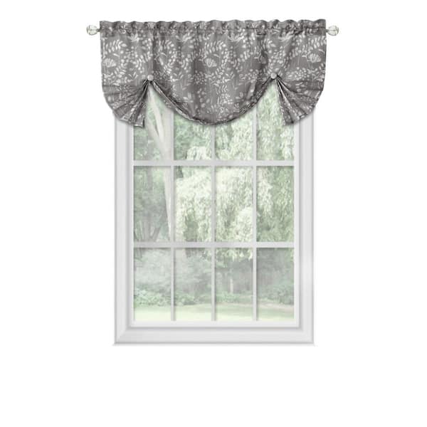 ACHIM Charlotte 17 in. L Polyester Window Curtain Valance in Grey