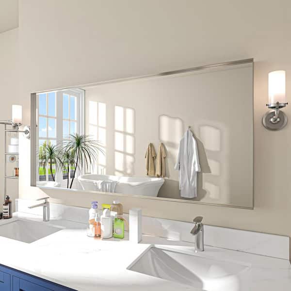 TOOLKISS 60 in. W x 28 in. H Rectangular Aluminum Framed Wall Bathroom Vanity Mirror in Silver
