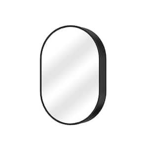 Modern 24 in. W x 36 in. H Medium Oval Black Aluminum Alloy Framed Surface Mount Medicine Cabinet with Mirror