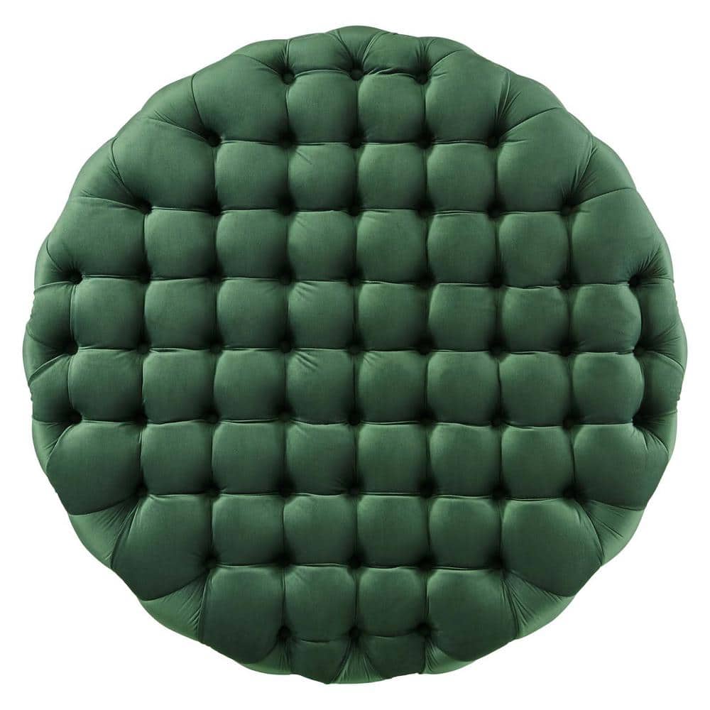 Amour 40" Emerald Tufted Round Velvet Ottoman