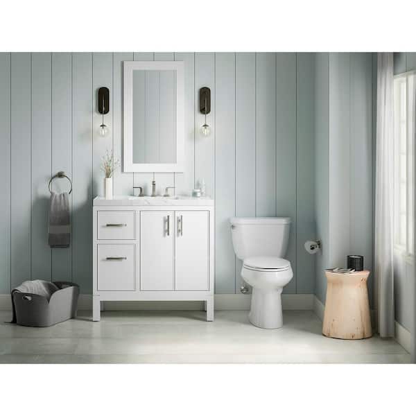 KOHLER Rubicon 36 in. W x 22 in. D x 35 in. H Single Sink Freestanding Bath Vanity in White with Stone Top