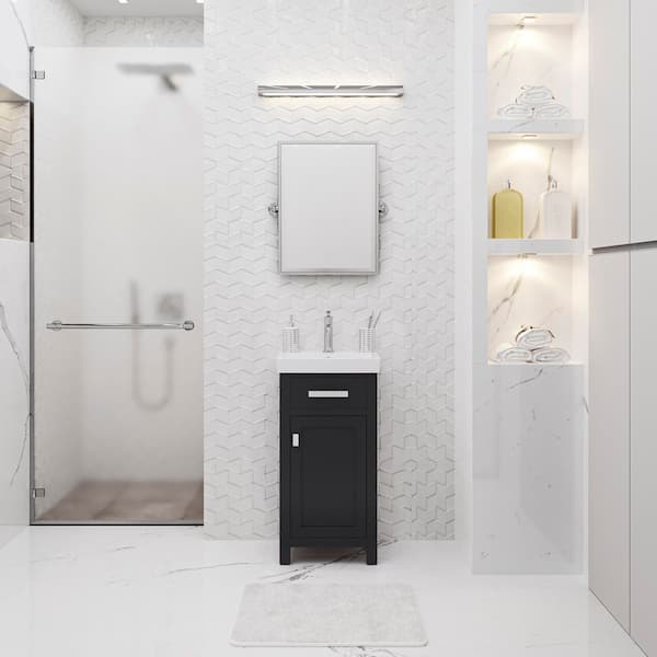 MIA 18 in. W Bath Vanity in Espresso Finish with Ceramics Integrated Vanity Top with White Basin