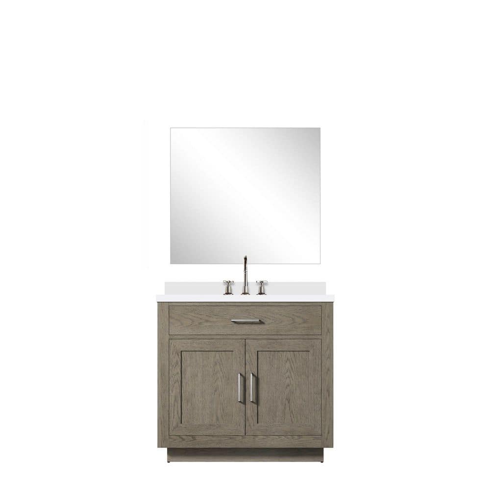 Condor 36 in W x 22 in D Grey Oak Single Bath Vanity with White Quartz Top, 34 in Mirror and Faucet Set price history on PriceWatchPro