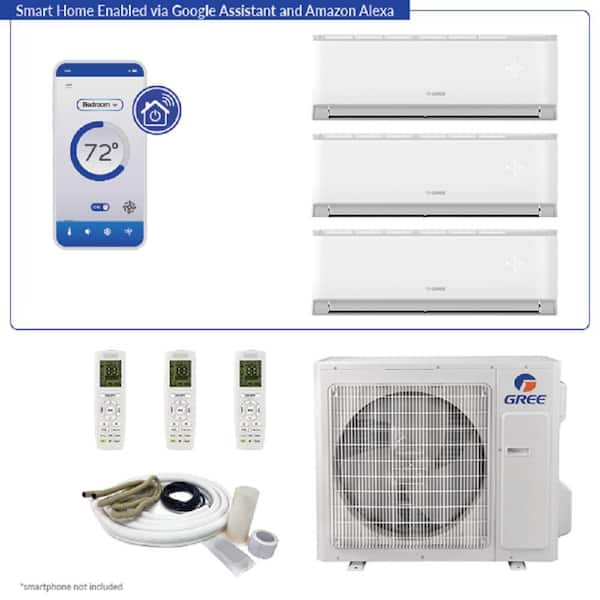 Multi R32 Smart Home 3-Zone 28,400 BTU 2.5-Ton 21 SEER2 Energy Star Ductless Mini Split Heat Pump with 25 ft. Lines