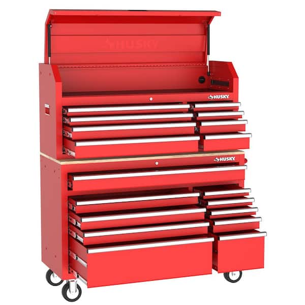 Husky Modular Tool Storage 52 in. W Red Mobile Workbench Cabinet