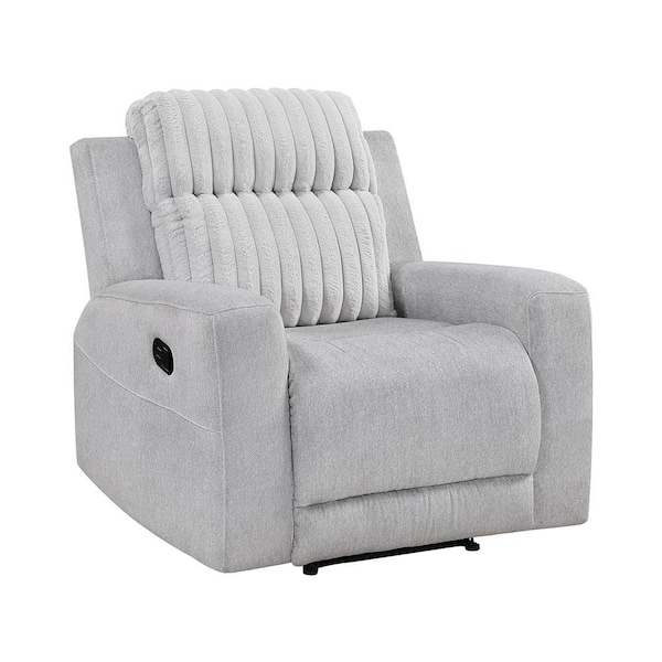 Lazzara Pompano Light Gray Textured Microfiber and Corduroy Fabric Manual Recliner