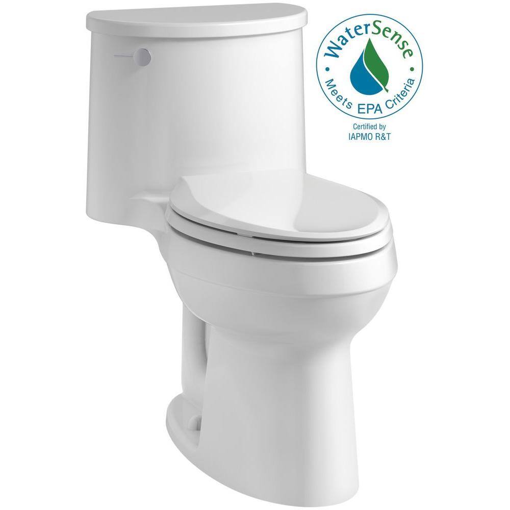 White High Efficiency Elongated One-Piece Toilet with Chrome Lever