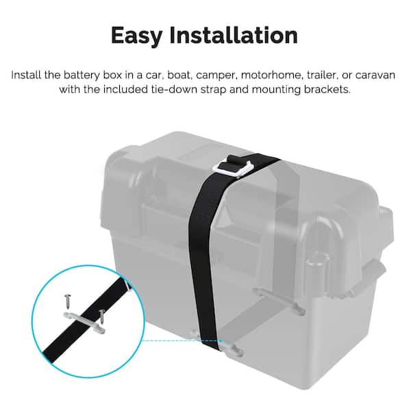 Heavy Duty Battery Box Holder for Marine, RV, Camper and Trailer