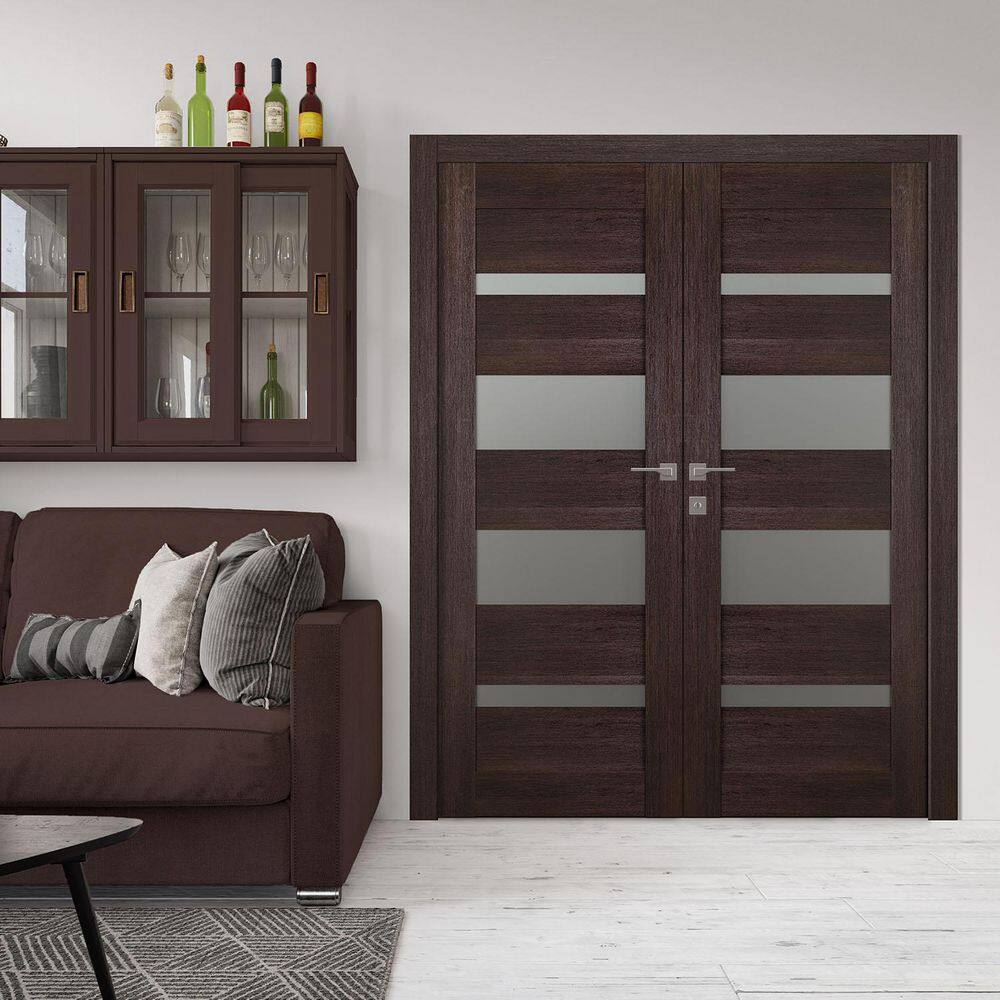 Veralinga Oak 56" x 80" Frosted Glass Double Prehung Interior Door
