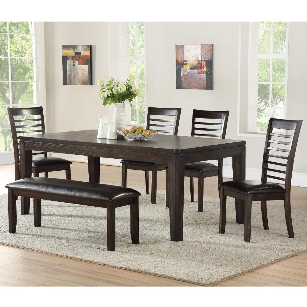 Espresso Extendable Wood Dining Table with Locking Leaf