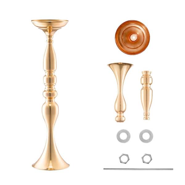 SKYSHALO 24-Pieces 50cm/19.7" Tall Wedding Flower Vase Metal Wedding Centerpiece Gold Floral Arrangement Stand Display Rack Round