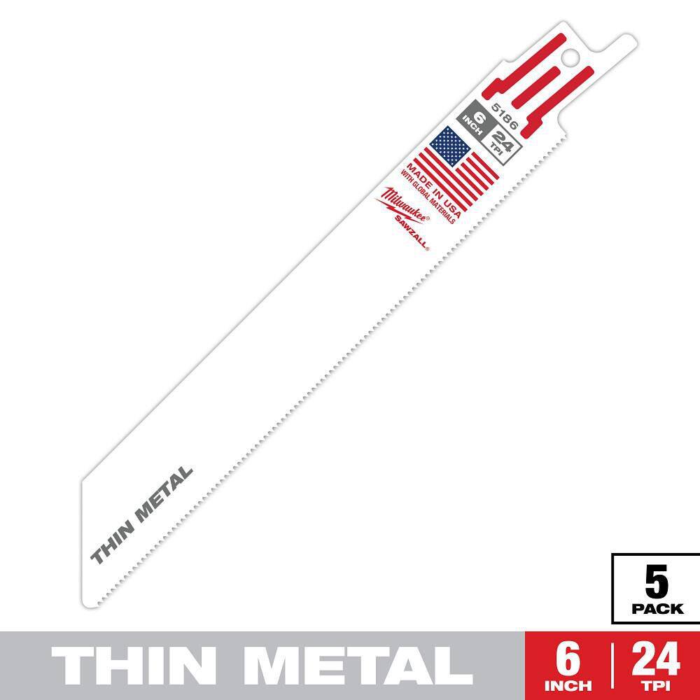 6 in. 24 TPI Thin Metal Cutting SAWZALL Reciprocating Saw Blades (5-Pack) price history on PriceWatchPro