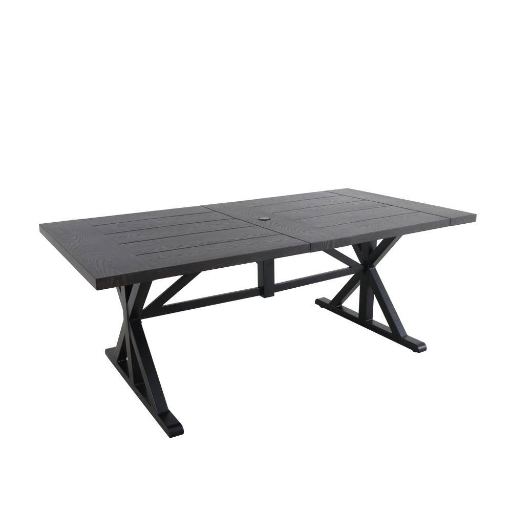 Hampton Bay 74 in. x 40 in. Beacon Park Slat Brown Steel Outdoor Patio Rectangular Farmhouse Patio Dining Table FTS61192 Sansujyuku sansujyuku.com