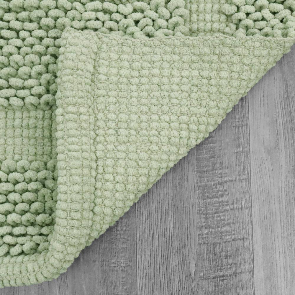 Sage Green Cotton Chenille Non-Slip Bath Mat 17" x 24"