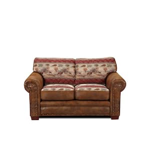 Deer Valley Lodge 67 in. brown Pattern Microfiber 2-Seater Loveseat with Removable Cushions