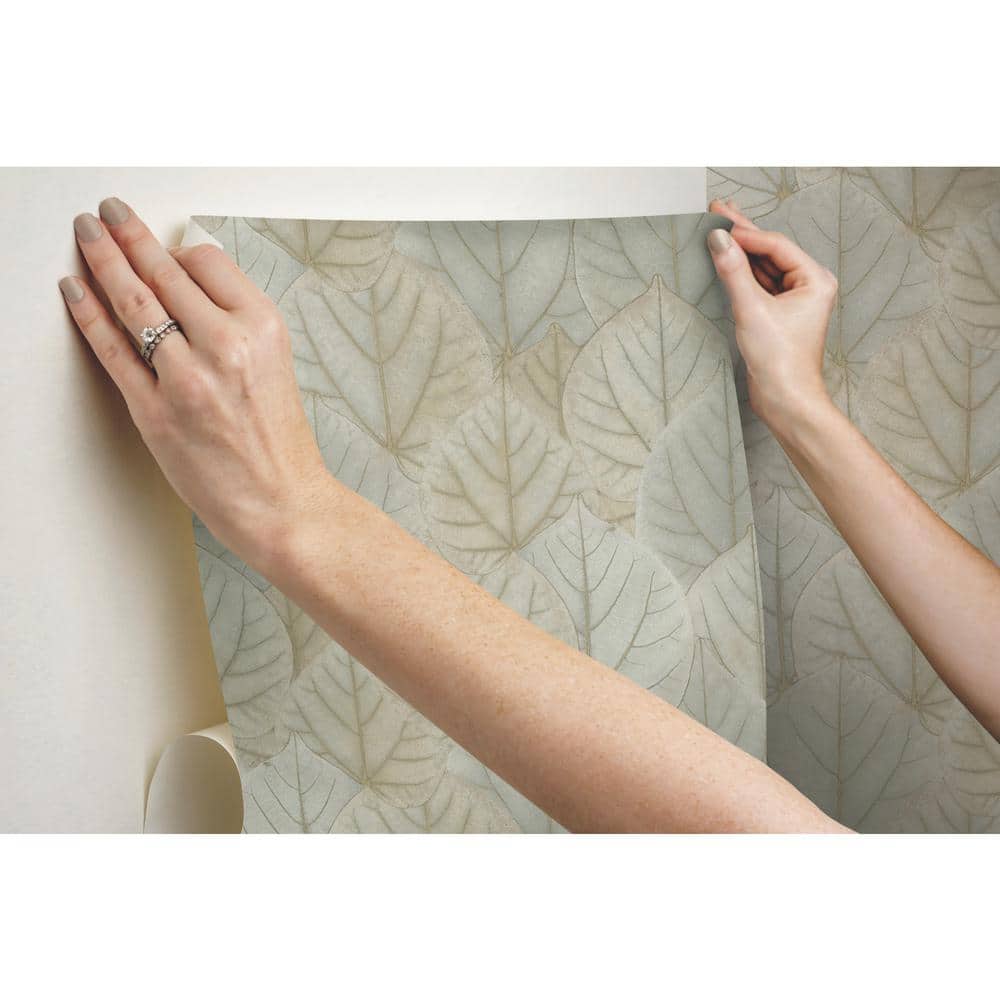 Warm Taupe Leaf Concerto Peel and Stick Wallpaper