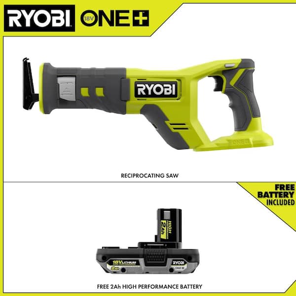 ONE+ 18V Cordless Reciprocating Saw with 2.0 Ah Lithium-Ion HIGH PERFORMANCE Battery