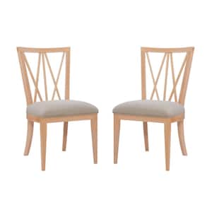 Carlin Natural Polyester Fabric Dining Side Chair Set of 2