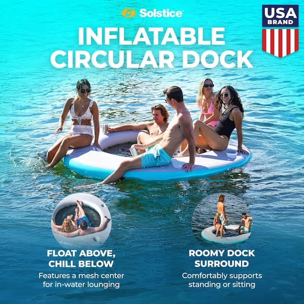 Original Inflatable Mesh Dock Floating 8 ft. Round Water Mat Lounger