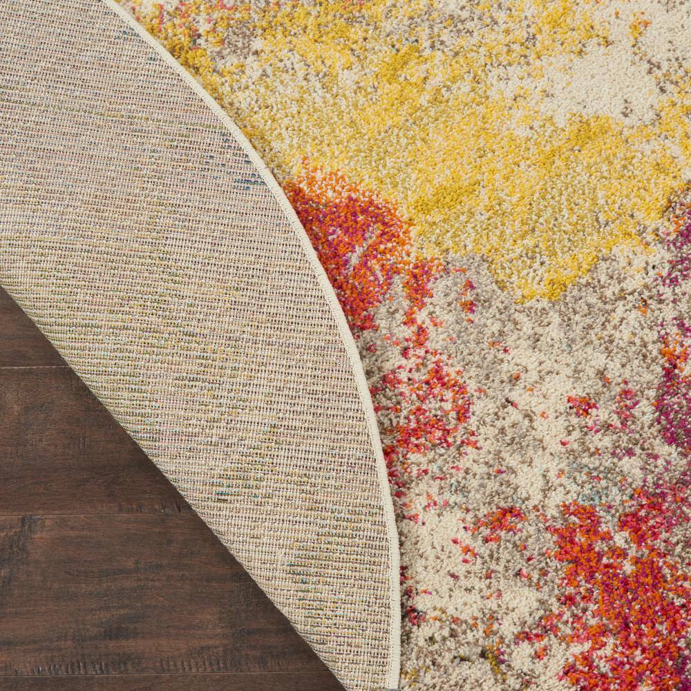 Ivory Abstract Tufted Round Reversible Rug, 5'3"