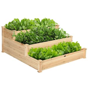 49 in x 49 in x 22 in 3-Tier Natural Wooden Garden Raised Bed Elevated Planter Kit