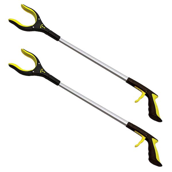34 in. Extra Long Grabber Reacher Rotating Jaw Mobility Aid Reaching Assist Tool Yellow (2-Pack)
