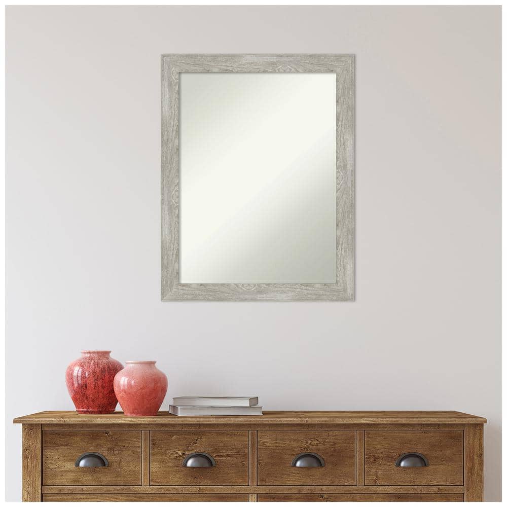 Dove Greywash Rectangular Wood Bathroom Vanity Mirror