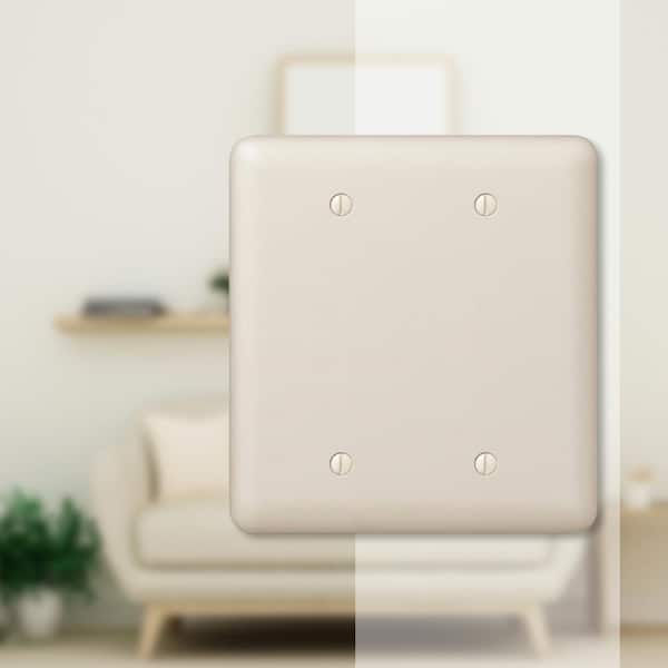 Declan 2 Gang Blank Steel Wall Plate - Almond
