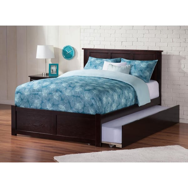 AFI Madison Full Platform Bed with Flat Panel Foot Board and Twin-Size Urban Trundle Bed in Espresso