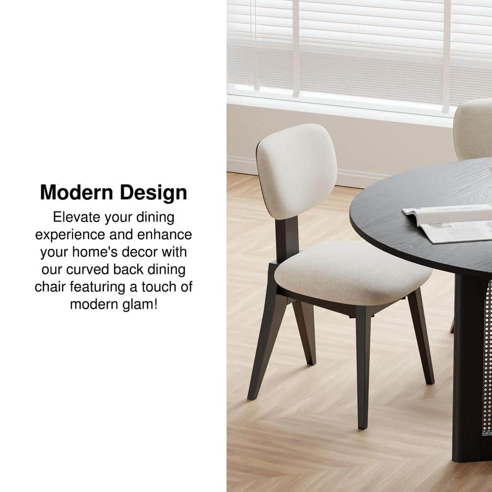 Black Upholstered Low Back Side Chair with Wood Frame