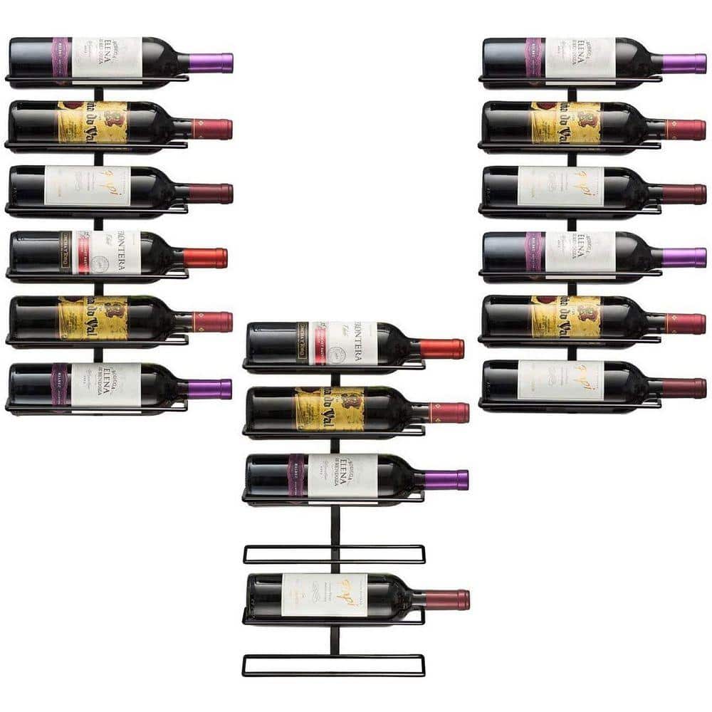 Sorbus 18 Bottle Black 10 in. Metal Wine Rack, Wall-Mounted Wine ...