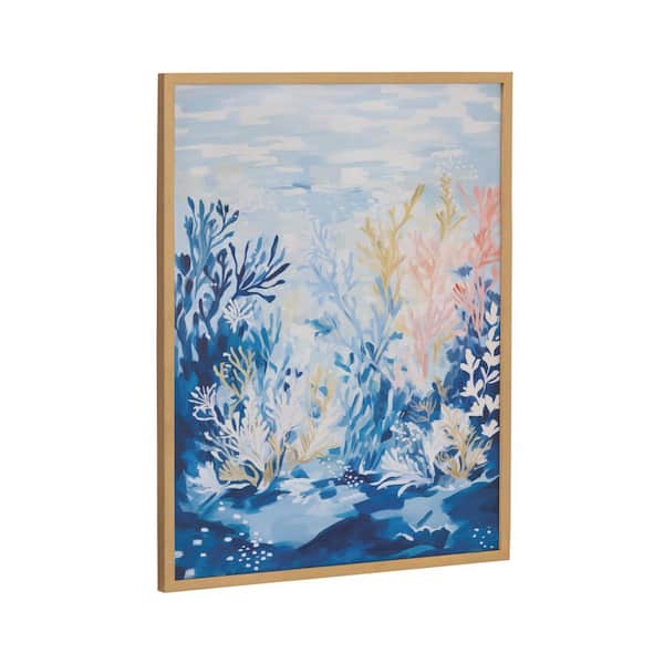 Kate and Laurel Gallery Underwater Ocean Landscape by The Creative Bunch Studio Gold Framed Art Print 16 in. x 20 in.