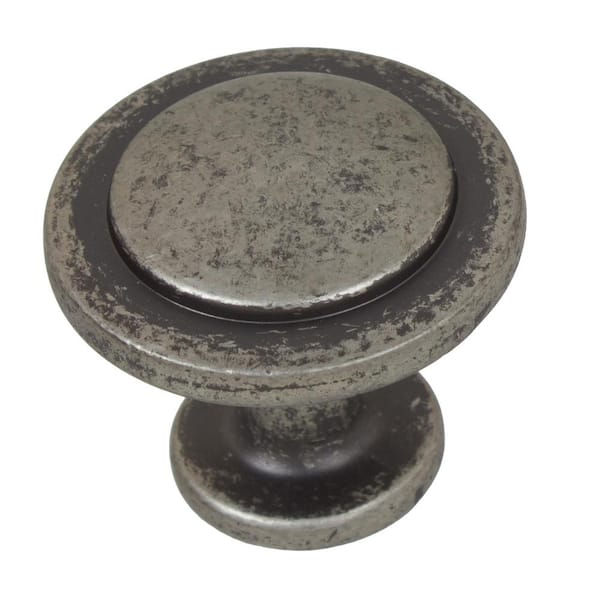GlideRite 1-1/4 in. Dia Weathered Nickel Classic Round Ring Cabinet Knobs (10-Pack)