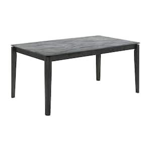 Stevie Grey Faux Marble and Black Stain 63 in. Rectangular 4-Legs dining Table (Seats-6)