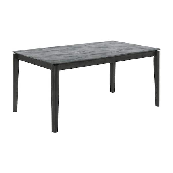 Coaster Stevie Grey Faux Marble and Black Stain 63 in. Rectangular 4-Legs dining Table (Seats-6)