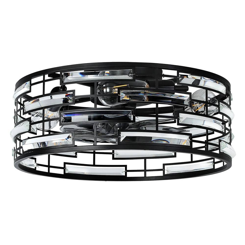 19 in. Indoor Metal Frame Modern Blcak Grille Fandelier Ceiling Fan with Light and Remote Control 6-Speed  Motor price history on PriceWatchPro