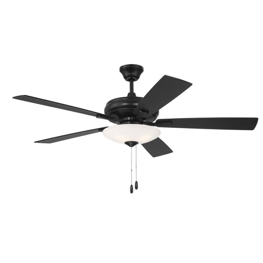 Flat Black 52" Ceiling Fan with Frost White Glass Light
